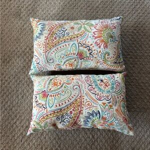 Pier One Set of 2 Paisley Patterned Outdoor Lumbar Pillows